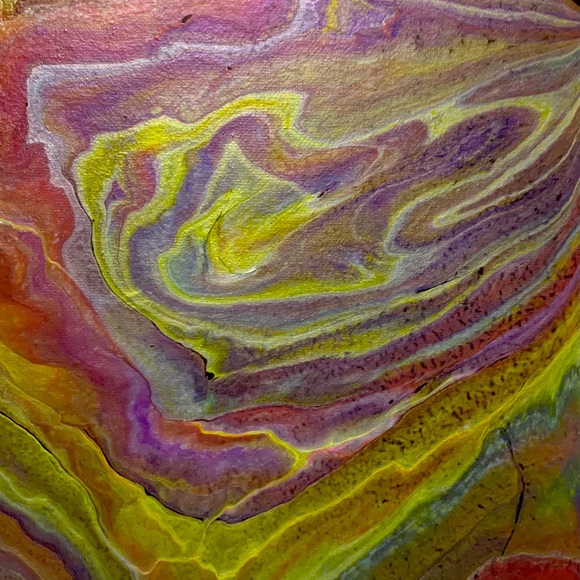 Hand painted and poured Abstract and Canvas 9 x 12 - Picture 2 of 4